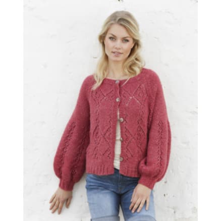 Berry Diamond Cardigan by DROPS Design - Jacka stickmönster str. S - XXXL
