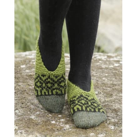 Olive Love by DROPS Design - Tofflor Stick-mönster strl. 35/37 - 40/42