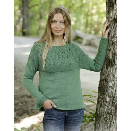 Green Echo by DROPS Design - Stickmönster blus str. S - XXXL