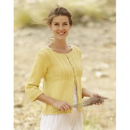 Golden Blossom by DROPS Design - Cardigan Stick-mönster strl. S - XXXL