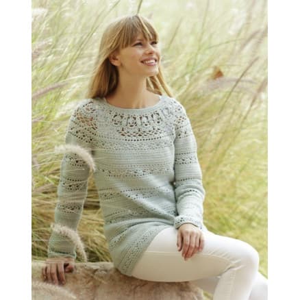 Sweet Mint by DROPS Design - Tröja Virk-mönster strl. S - XXXL