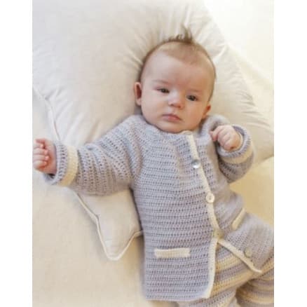 Heartthrob by DROPS Design - Baby Jacka Virkmönster strl. 1/3 mån - 3/4 år