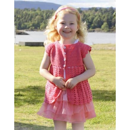 Lovely Rose by DROPS Design - Barnjacka Virk-mönster strl. 12/18 mån - 9/10 år