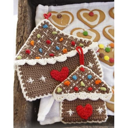 Home Sweet Home by DROPS Design - Grytlappar Virk-mönster 16x15 eller 23x23 cm