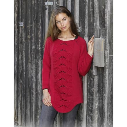 Red Tulip by DROPS Design - Tröja stickmönster str. S - XXXL