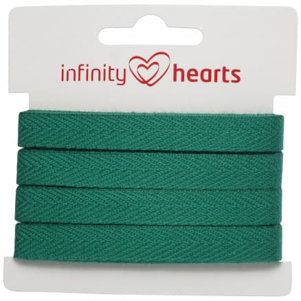 Infinity Hearts Bomullsband Fiskbensvävt 10mm 04 Grön - 5m