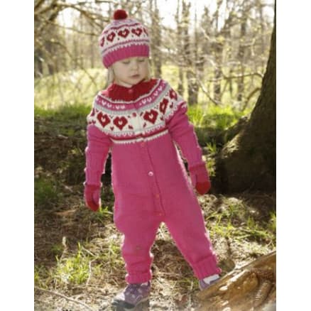 Warmhearted by DROPS Design - Heldräkt Stick-mönster str. 12/18 mån - 5/6 år
