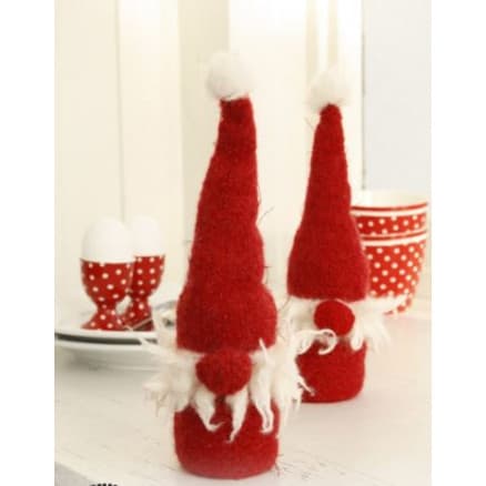 Egg Sitters by DROPS Design - Filtad Tomte Julpynt Stickbeskrivning 23 cm