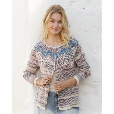 Egyptian Feathers Jacket by DROPS Design - Jacka Stickmönster str. S - XXXL