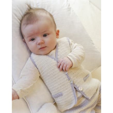 Heartthrob Väst by DROPS Design - Baby Väst Virk-mönster strl. 1/3 mdr - 3/4 år