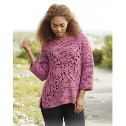 Autumn Rose by DROPS Design - Tröja Virk-mönster strl. S - XXXL
