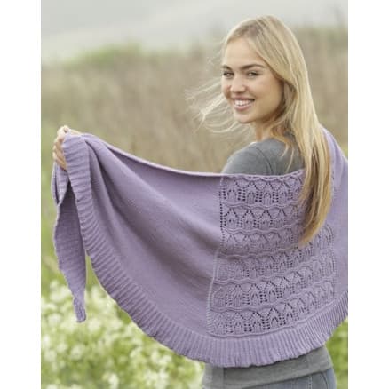 Lavender Leaves by DROPS Design - Sjal Stick-mönster 175x45 cm