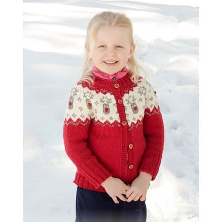 Â Little Red Nose Jacket by DROPS Design - Jacka Stickmönster str. 12 mån-12 år