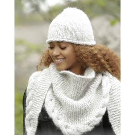 Winter Cozy by DROPS Design - Mössa og Sjal Stick-mönster strl. S/M - L/XL og 165x45 cm