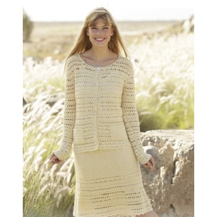 Daniella by DROPS Design - Jacka och kjol set Virk-mönster strl. S - XXXL