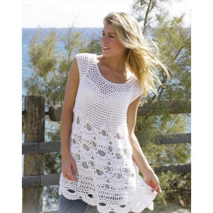 Breath of Summer by DROPS Design - Tunika Virkmönster str. S - XXL