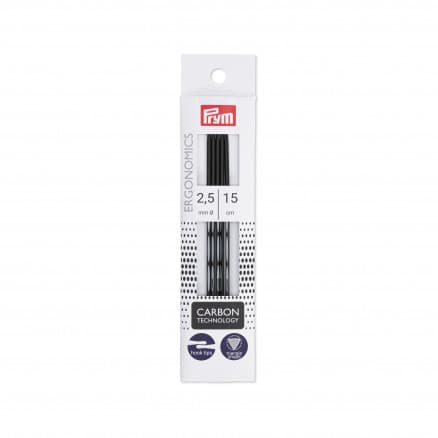 Prym Ergonomics Strumpstickor Carbon 15cm 2,50mm