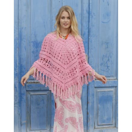 Mamma Mia by DROPS Design - Poncho Virk-mönster str. S/M - XXL/XXXXL