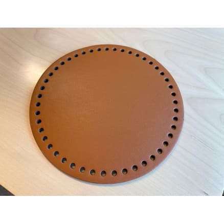 Väskbotten/Korgbotten Imiterat Läder Rund Ljusbrun Ø20cm