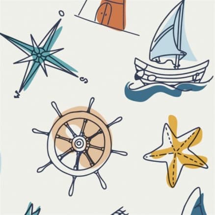 Bomullsjersey Print Tyg 150cm 002 Maritim - 50cm