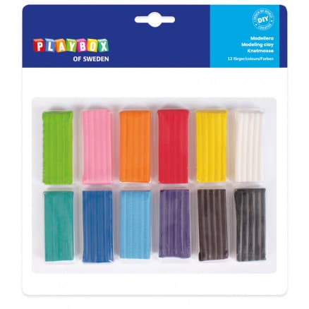 Playbox lera/Modellera Ass. färger 20g - 12 st.