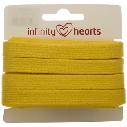 Infinity Hearts Anoraksnöre Bomull platt 10mm 340 Gul - 5m