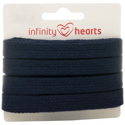 Infinity Hearts Anoraksnöre Bomull platt 10mm 680 Marin - 5m