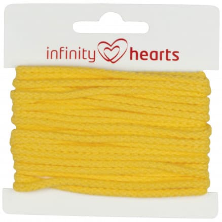 Infinity Hearts Anoraksnöre Bomull rund 3mm 340 Gul - 5m