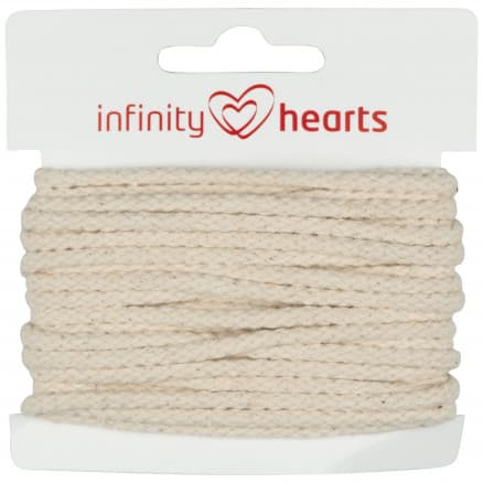 Infinity Hearts Anoraksnöre Bomull rund 3mm 200 Natur - 5m