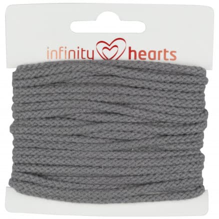 Infinity Hearts Anoraksnöre Bomull rund 3mm 950 Mörk Grå - 5m