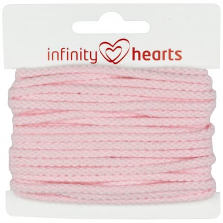 Infinity Hearts Anoraksnöre Bomull rund 3mm 500 Rosa - 5m