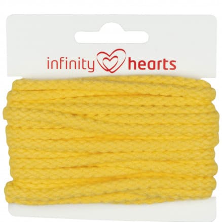 Infinity Hearts Anoraksnöre Bomull rund 5mm 340 Gul - 5m