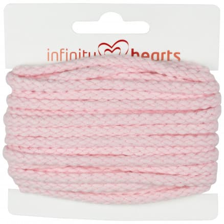 Infinity Hearts Anoraksnöre Bomull rund 5mm 500 Rosa - 5m