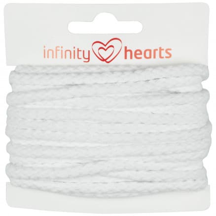 Infinity Hearts Anoraksnöre Bomull rund 5mm 100 Vit - 5m