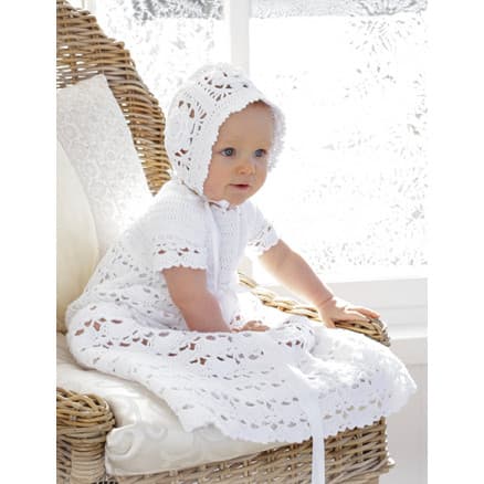 So CharmingÂ by DROPS Design - Baby Set med Dopklänning och Mössa strl. 0/6 mån - 2år