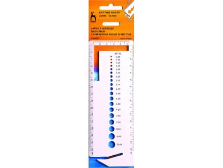 Pony Stickmätare m. kniv Plast 2-10 mm (0 till 15 US)