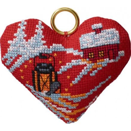Permin Broderikit Lykta/Hus i hjärta 9x8cm