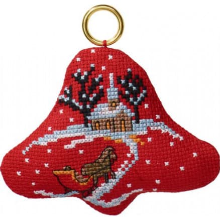 Permin Broderikit Släde/kyrka i klocka 9x8cm