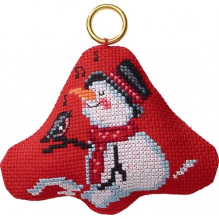 Permin Broderikit Snögubbe i klocka 9x8cm