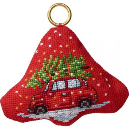 Permin Broderikit Bil i klocka 9x8cm
