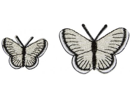 Strykmärke Fjärilar Silver Ass. storlekar - 2 st