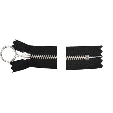 YKK Dragkedja/Blixtlås Aluminium Fast m/Ring 20cm 4mm Svart