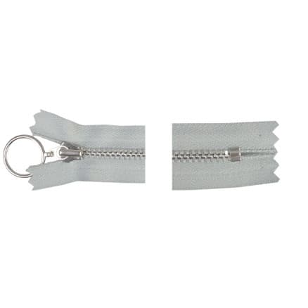 YKK Dragkedja/Blixtlås Aluminium Fast m/Ring 20cm 4mm Ljusgrå