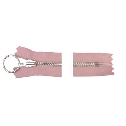 YKK Dragkedja/Blixtlås Aluminium Fast m/Ring 20cm 4mm Rosa