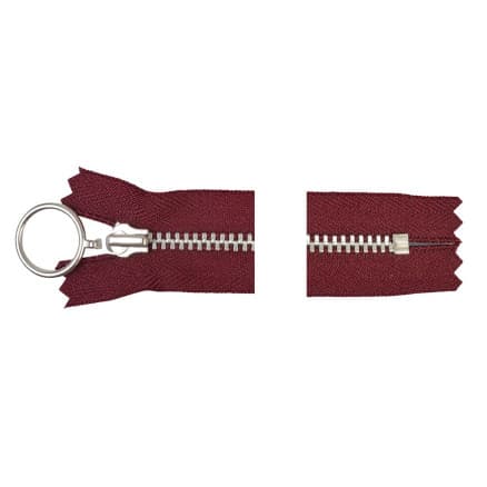 YKK Dragkedja/Blixtlås/Dragkedja Aluminium Fast m/Ring 20cm 4mm Bordeaux