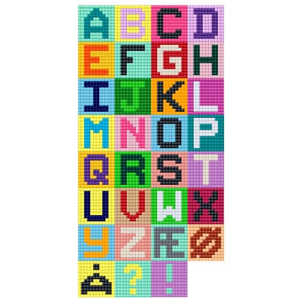 Siffror och bokstäver i Pixelhobby av Rito Krea - pärlmönster bokstäver - 48 st.