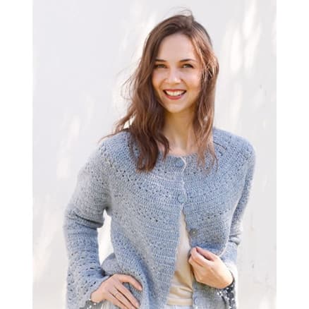 Spring Renaissance Cardigan by DROPS Design - Cardigan Virkmönster str. S - XXXL