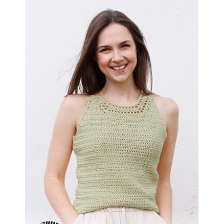 Green Glade Topp by DROPS Design - Topp Virkmönster str. S - XXXL
