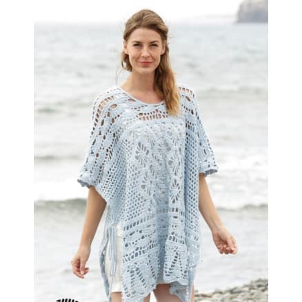 Graceful Mermaid by DROPS Design - Poncho Virk-mönster strl. S/M - XXL-XXXL