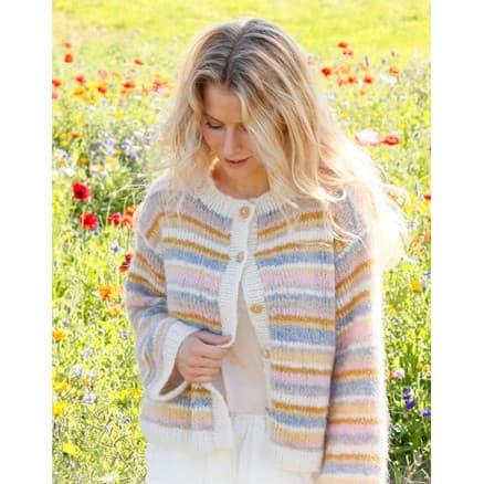 Pastel Spring Cardigan by DROPS Design - Cardigan Stickmönster str. S - XXXL